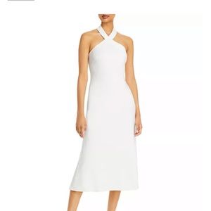 Aidan Mattox White Midi Dress